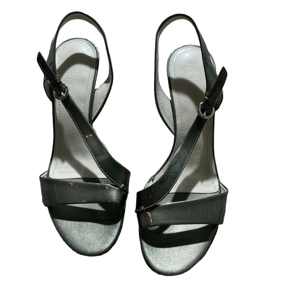 EUC Franco Sarto Slingback Heeled Sandals Green Patent Leather Size 8 - Picture 2 of 8